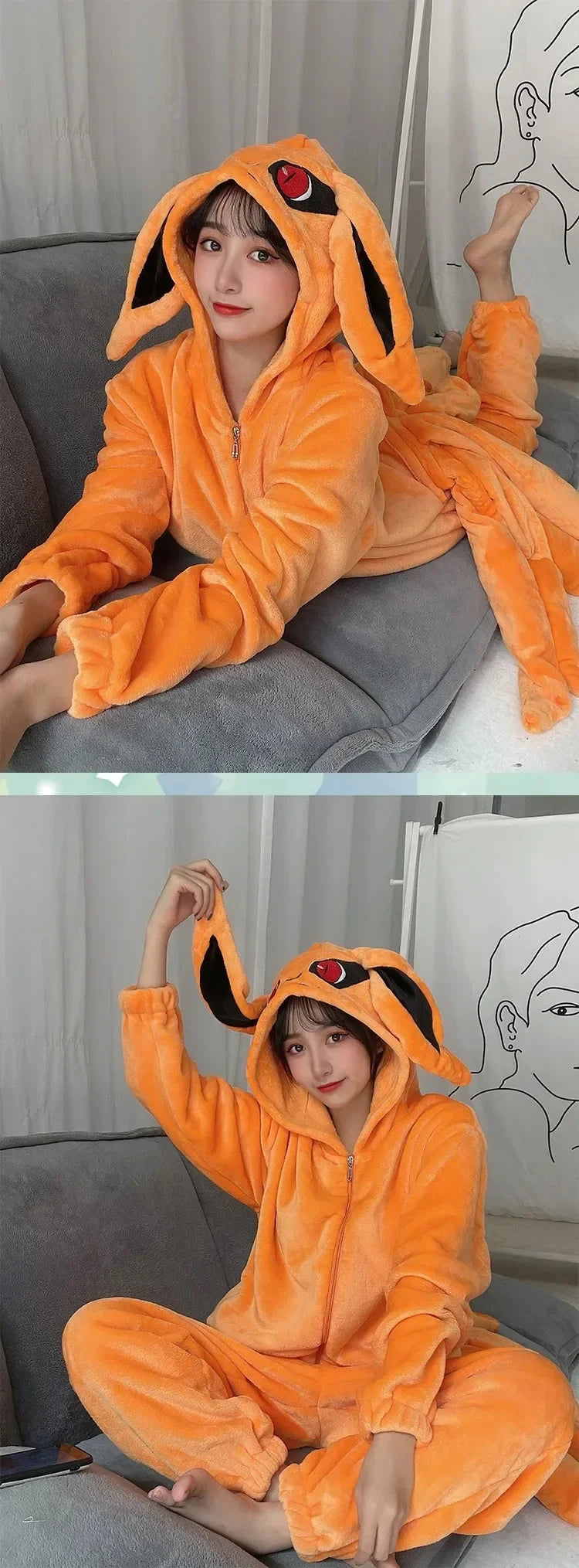 Kurama Onesie – Pijama Kigurumi Zorro Ninja Flanela